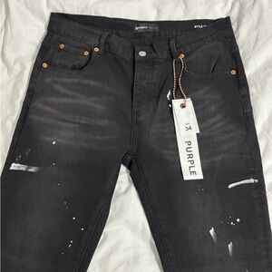 Black Skinny Jeans with Distressing and Paint Splatters